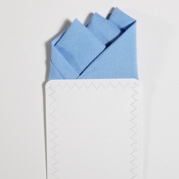 NEW Blue 100% Cotton Pre-Folded Pocket Square Handkerchief Insert - Picture 6 of 8